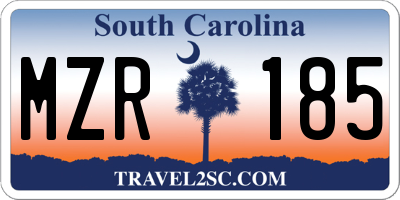 SC license plate MZR185