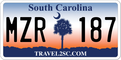 SC license plate MZR187