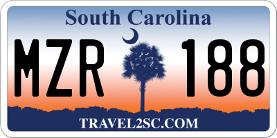 SC license plate MZR188