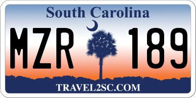 SC license plate MZR189