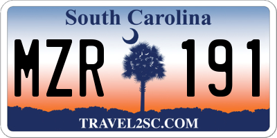 SC license plate MZR191