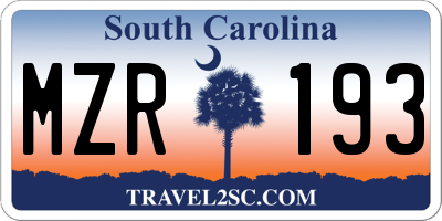 SC license plate MZR193
