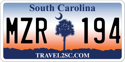 SC license plate MZR194