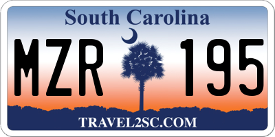 SC license plate MZR195