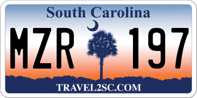SC license plate MZR197