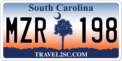 SC license plate MZR198