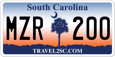 SC license plate MZR200