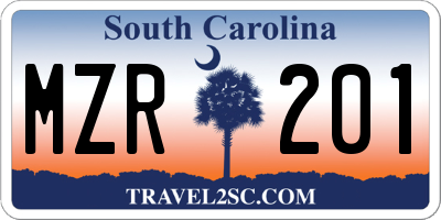 SC license plate MZR201