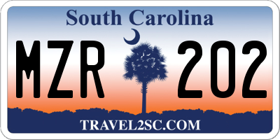 SC license plate MZR202