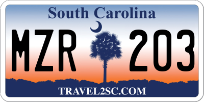SC license plate MZR203