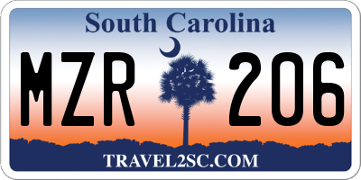 SC license plate MZR206