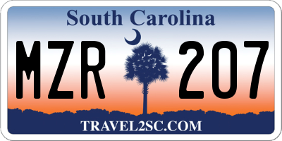 SC license plate MZR207