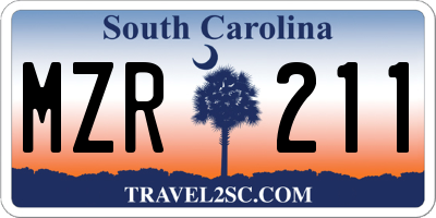 SC license plate MZR211