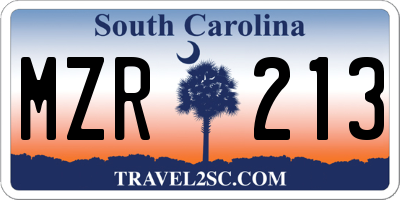 SC license plate MZR213