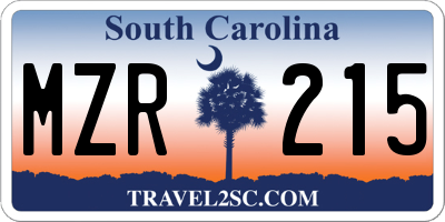 SC license plate MZR215