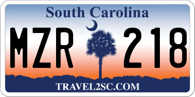 SC license plate MZR218