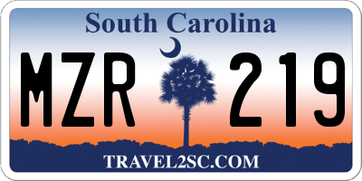 SC license plate MZR219