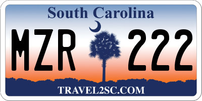 SC license plate MZR222