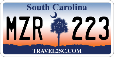 SC license plate MZR223