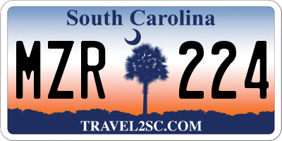 SC license plate MZR224