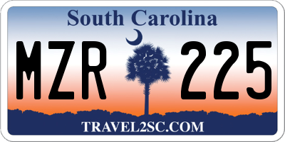 SC license plate MZR225