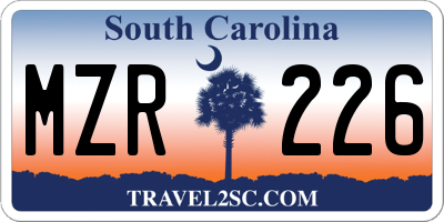 SC license plate MZR226