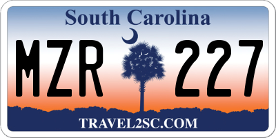 SC license plate MZR227
