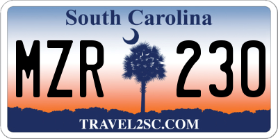 SC license plate MZR230