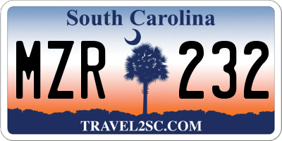 SC license plate MZR232
