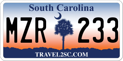 SC license plate MZR233