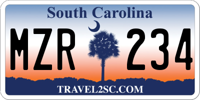 SC license plate MZR234