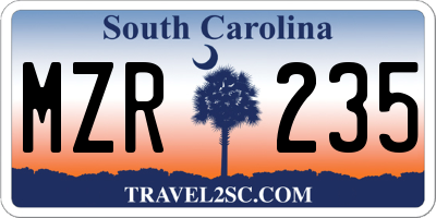 SC license plate MZR235