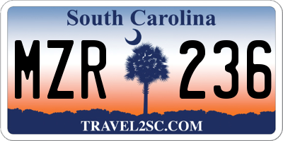 SC license plate MZR236