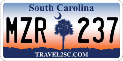 SC license plate MZR237