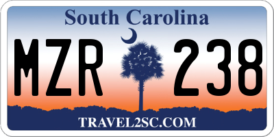 SC license plate MZR238