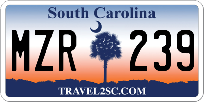 SC license plate MZR239
