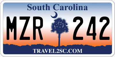 SC license plate MZR242