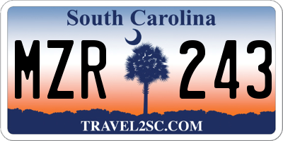 SC license plate MZR243