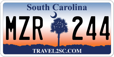 SC license plate MZR244
