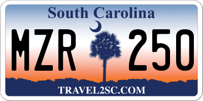 SC license plate MZR250