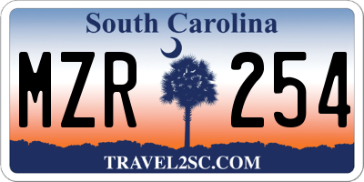 SC license plate MZR254