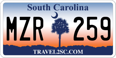 SC license plate MZR259