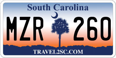 SC license plate MZR260