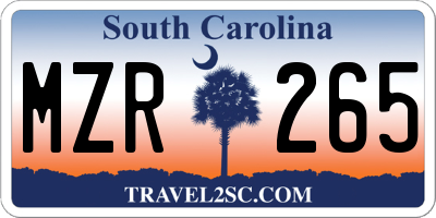 SC license plate MZR265