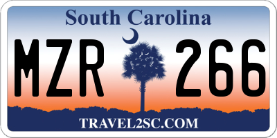 SC license plate MZR266