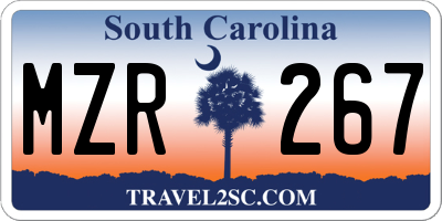 SC license plate MZR267