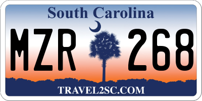 SC license plate MZR268
