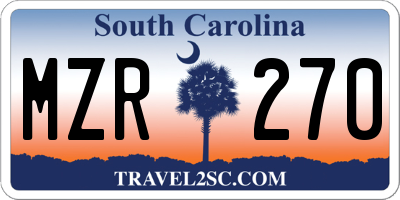 SC license plate MZR270