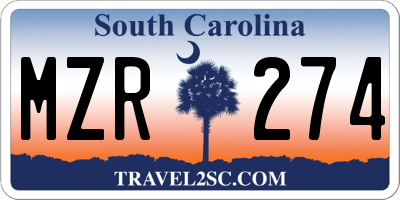 SC license plate MZR274