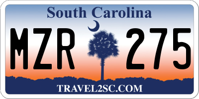 SC license plate MZR275